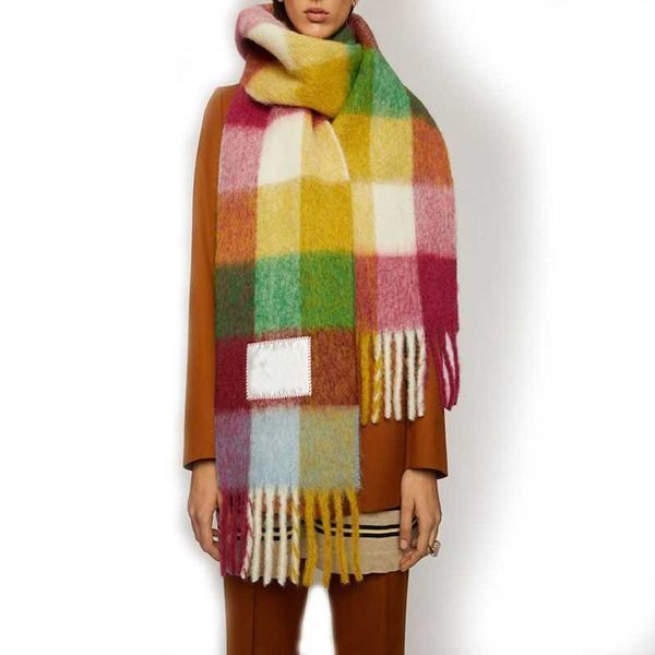 

luxury ac women men's scarf fashion scarves imitation cashmere wraps rainbow thick beard lattice neckerchief tassel shawls warm bib fem, Blue;gray