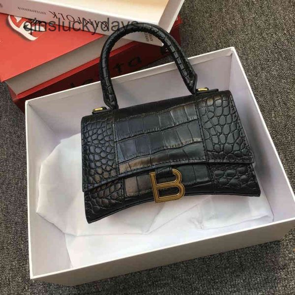 

di0rbags luxury balencaig bags outlet 2022 new home b crocodile sandglass bag mini versatile cowhide one shoulder cross