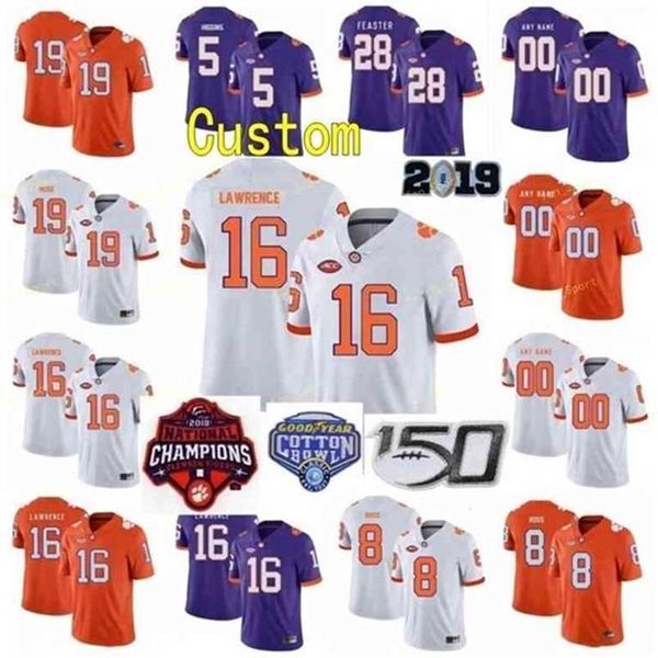 

sj custom clemson tigers college football jersey 9 travis etienne jr. 90 dexter lawrence ii 99 clelin ferrell men women youth stitched, Black