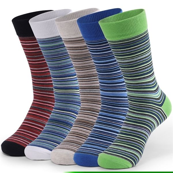 

men's socks 5 pairs size eu4148 breathable soft fashion colorful casual men combed cotton socks stripe grid business men's dress s, Black