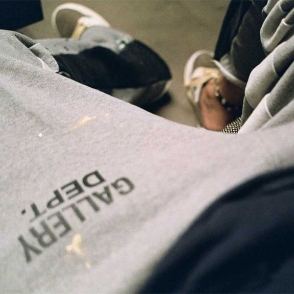 

galleries dept designer sweatpants sports pants 7216b painted flare sweat pant gd same high street casual speckle graffiti xjhk, Black