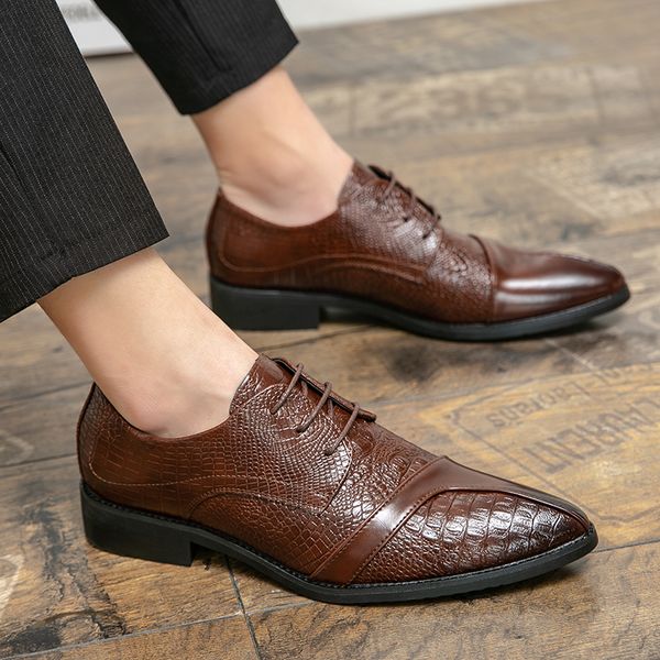 

bullock men's dress shoes luxury embossed italian oxford fashion wing tip lace up wedding office dress everyday casual multiple sizes38, Black
