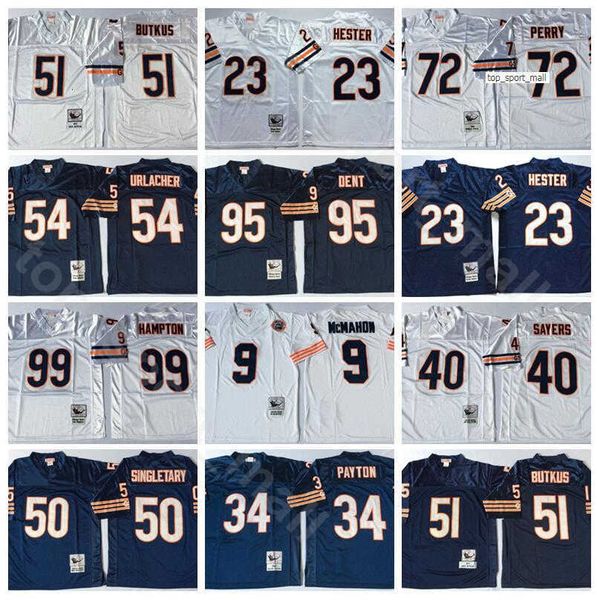 

ncaa football 34 walter payton jersey 99 dan hampton 51 butkus 54 brian urlacher 95 richard dent 72 william perry white man vintage navy, Black;red