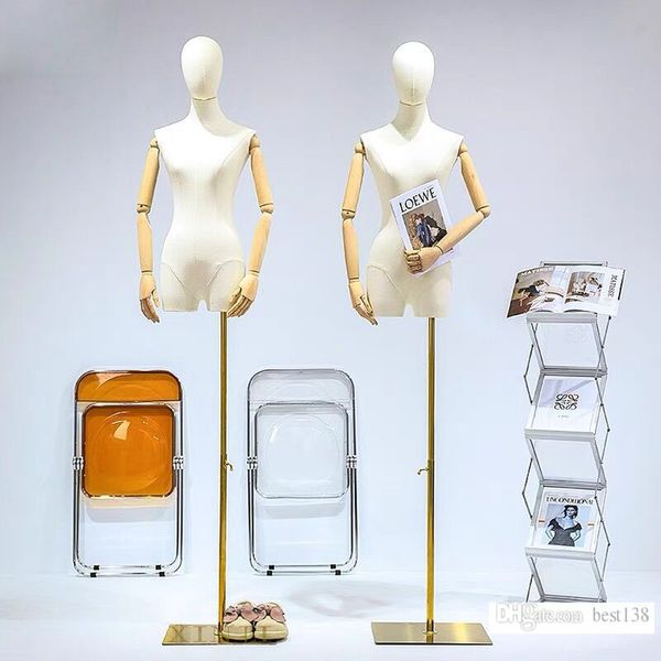 

fashion style female golden base mannequin fabric model with hand bendable, Khaki