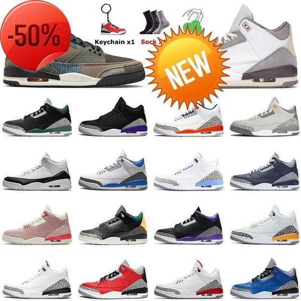 

fashion 2022 patchwork camo mens women jumpman 3 3s basketball shoes unc pine green rust pink georgetown white black cement a ma