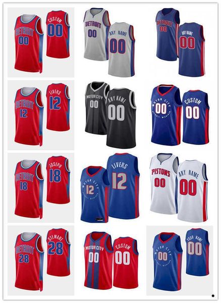 

basketball 75th custom men jersey women youth 18 cory joseph 38 saben lee 12 isaiah livers 28 isaiah stewart detroit''pistons&#039, Black;red
