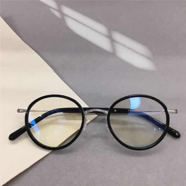 

optical eyeglasses for men women retro gms 116 style anti-blue light lens plate titanium frame with box, White;black