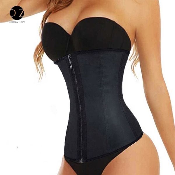 

women's shapers waist tummy xxs6xl corset body latex trainer cincher zipper underbust weight loss slimming shapewear hourglass belt 220, Black;white