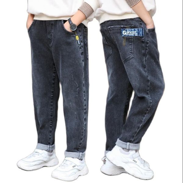 

jeans spring-fall boys 4-16y kids loosen denim trousers black cotton teeange clothes children outfit autumn pantalones 220923, Blue
