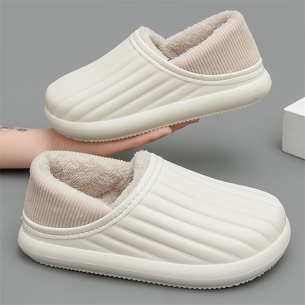 

slippers waterproof winter women men cotton warm plush non-slip outdoor cozy home thick flat sole couple ladies fur boots shoes 220924, Black