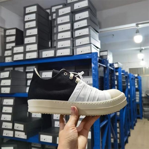 

rick boots australian original canvas shoes thick sole jumbo shoeslace drk women sports shoes owens male sneakers shdw lace-up women's, Black