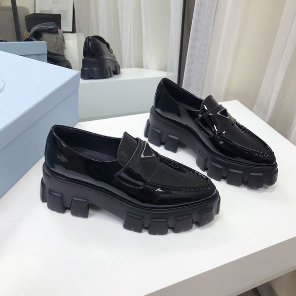

black brushed leather pointy loafers shoes women chunky penny loafer platform moccasins light rubber lug tread sole trainers
