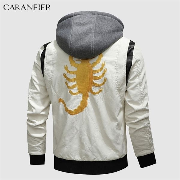 

men's leather faux leather caranfier men leather jackets male scorpion embroidery moto coats mens clothing pu winter windbreaker outerw, Black