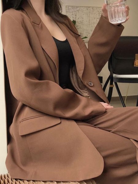 

women's suits blazers women's fashion blazer pantsuit office ladies business suit long sleeve jackettrousers two piece set femme a, White;black
