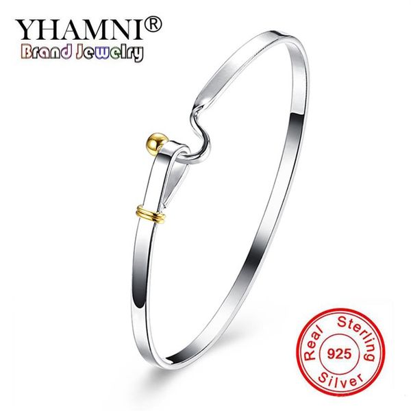 

yhamni brand classic 925 silver plated bangle bracelet for women fashion jewelry 925 silver sterling bangle whole b073225j, Black