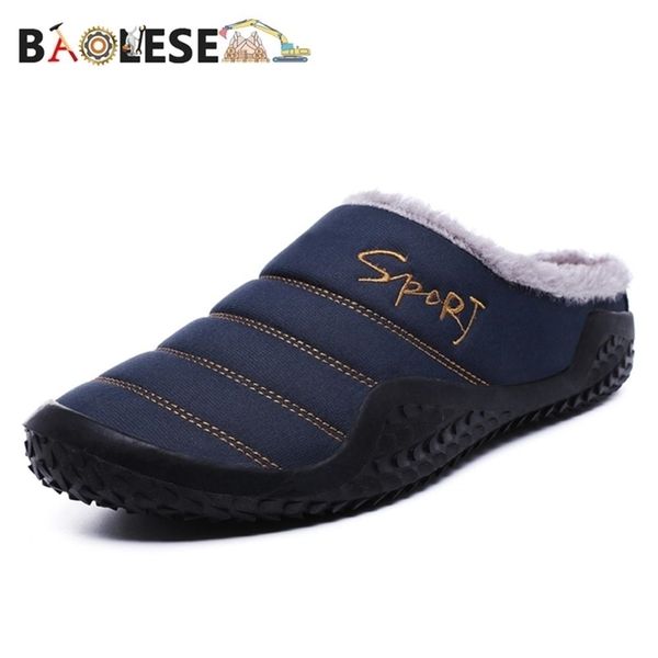 

slippers baolesem house men's winter shoes soft man home cotton fleece warm anti-skid 220924, Black