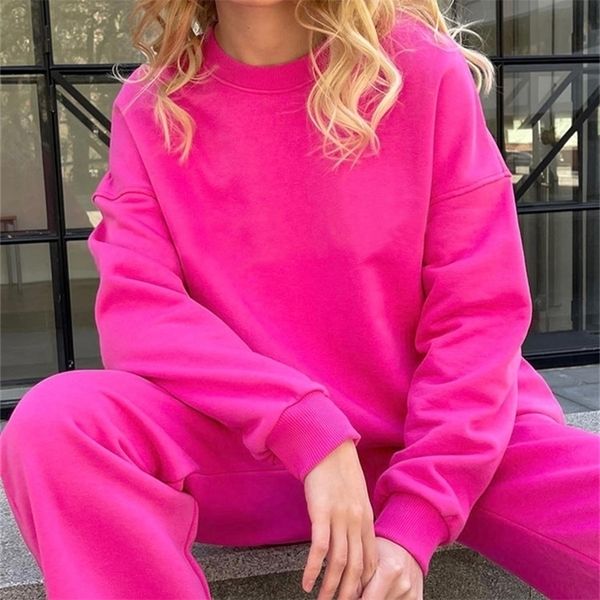 

women's two piece pants spring tracksuit casual women's trouser suit blue sweatshirt cotton 2 piece sets womens outfits oversize w, White