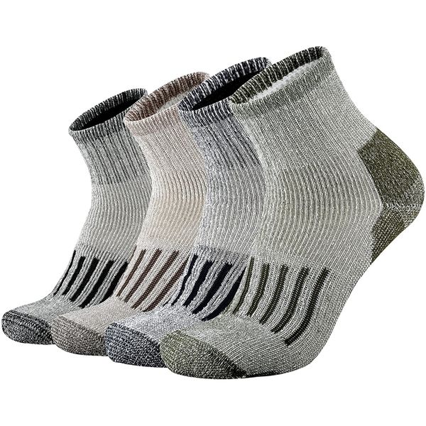 

men's socks merino wool socks men winter moisture wicking control thermal outdoor hiking ski heavy cushion crew quarter low cut socks s, Black