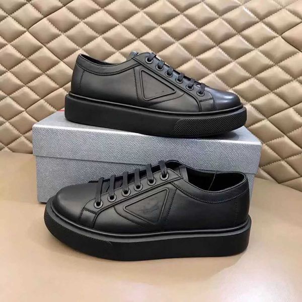 

2023 sneakers shoes outdoor sneakers leather gabardine triangle rubber summer fashion platform sole casual walking, Black