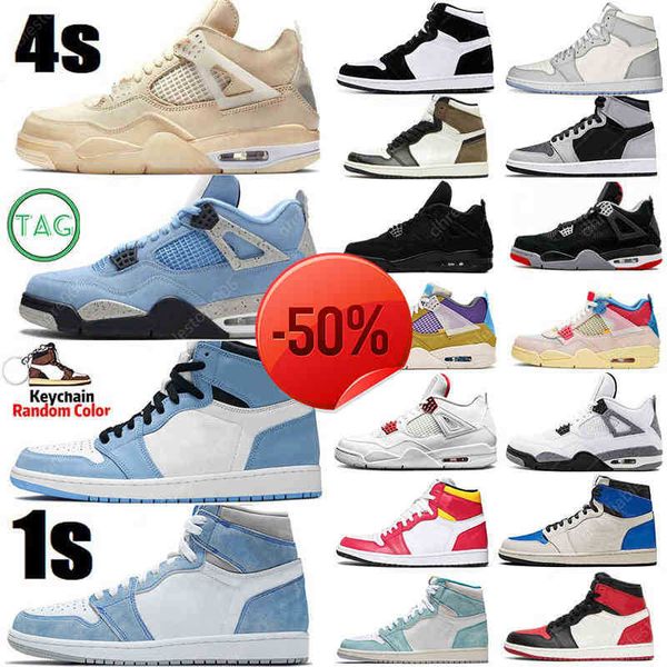 

2021 hyper royal 4 4s university blue mens basketball shoes 1 1s sail obsidian silver toe black cat dark mocha fire red electro orange
