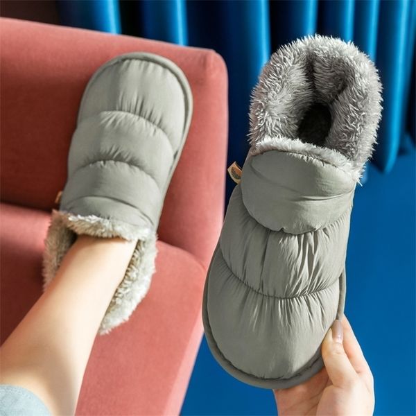 

slippers cotton men's anti slip and warm home waterproof soft bottom plush s house shoes 220924, Black