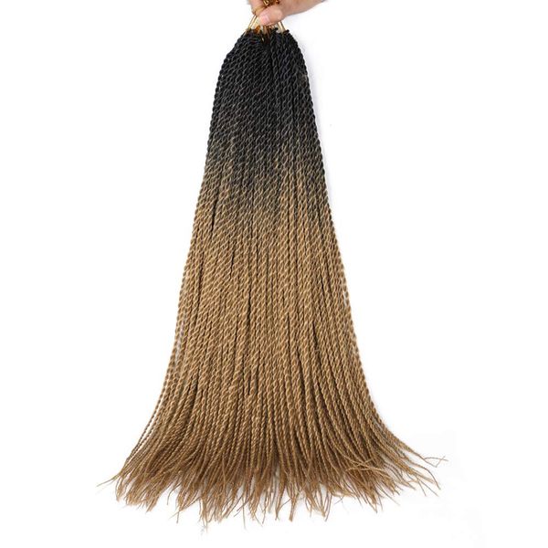 

24 inch senegalese twist hair crochet hair pre looped synthetic ombre braiding hair extensions small twist crochet braids 90g/pack ls23, Black