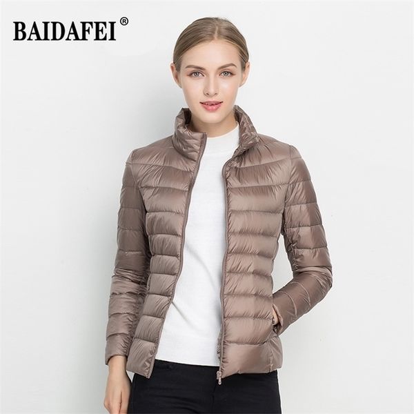 

women's down parkas women autumn jacket 15 colors lightweight water-resistant packable puffer coat short 220924, Black