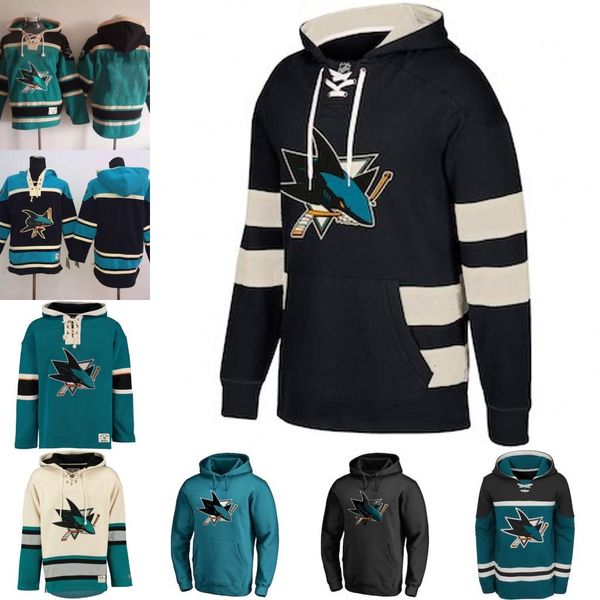 

college wear 65 erik karlsson men's san jose sharks blank custom jersey hoodie authentic hoodies jerseys winter sweatshirts, Black;red