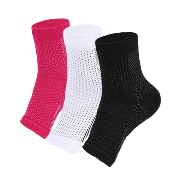 

men's socks pack of 3 anti fatigue compression foot sleeve outdoor sleeve brace support ankle toeless socks for men women cycling runni, Black