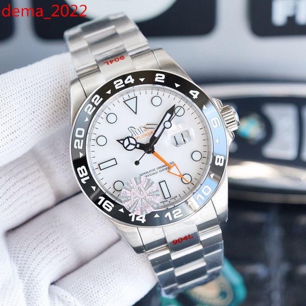 

42mm men's business mechanical diving watch fluorescent explorer 2 generation, Slivery;brown