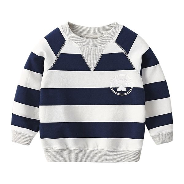 

pullover spring autumn fashion 2 3 4 5 6 7 8 9 10 years long sleeve striped print handsome sweatshirt for kids baby boy 220922, Blue
