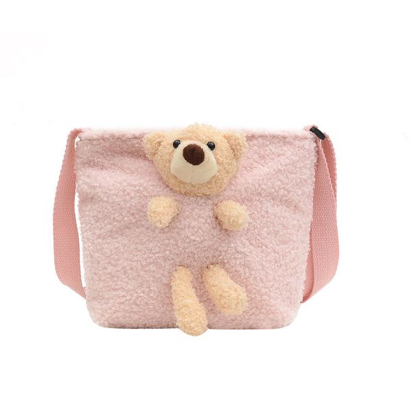 

backpacks children girls handbag designer women s plush shoulder bags soft kawaii bear diagonal bag kids animal purse girl sac 220924