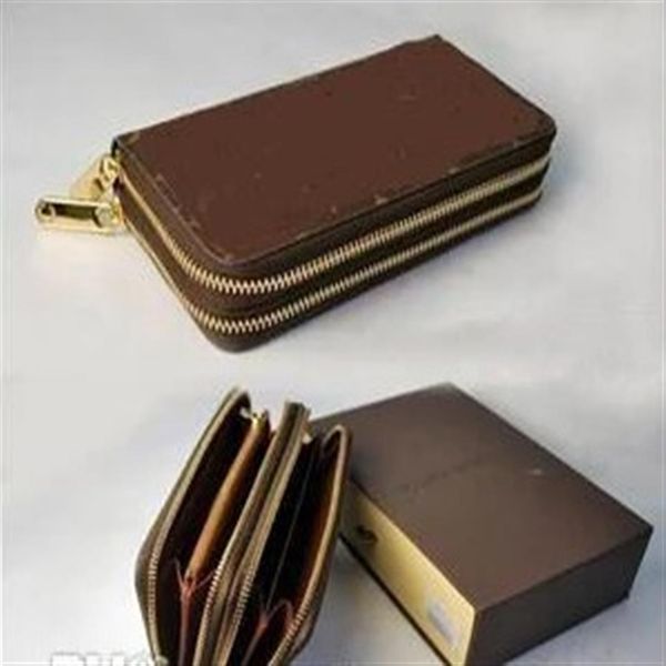 

2020 zippy organizer classic fashion designer standard wallet men women long purse money bag double zipper pouch coin pocket236b, Red;black