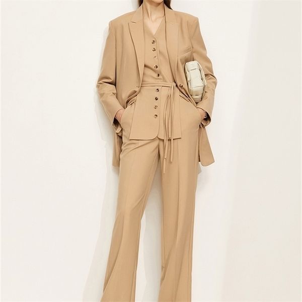 

women's two piece pants amii minimalism women blazer fashion blazer coat vneck buttons vest women's pants elegant female lady clot, White