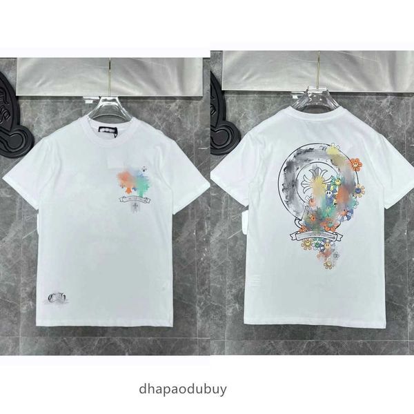 

classic luxury mens t shirts chrome brand ch man tees sanskrit letter t-shirt summer horseshoe cross short sleeve designer tshirts hip hop h, White;black