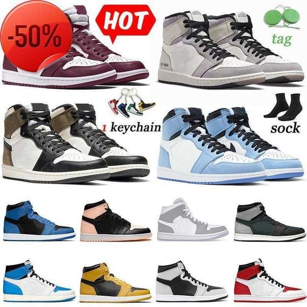 

jumpman 1 1s men women basketball shoes jordon trainers designer sneakers sports with socks high og university blue cactus jack bred