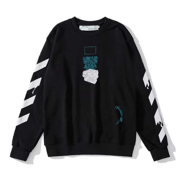 

luxury men's fashion sweatshirts brand offs pullover shirts men arrow letter print black white hoodies women classic o-neck sweater loo