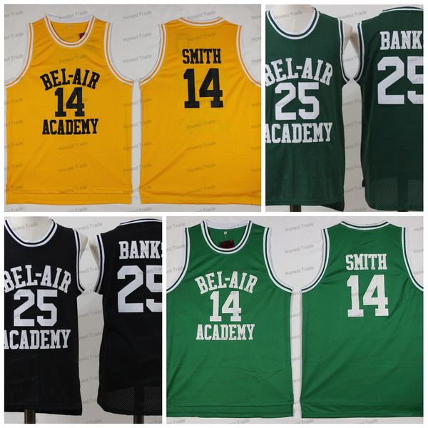 

movie 14 will smith basketball jersey 25 carlton banks the fresh prince of bel air academy mens jerseys mesh college wears, Black
