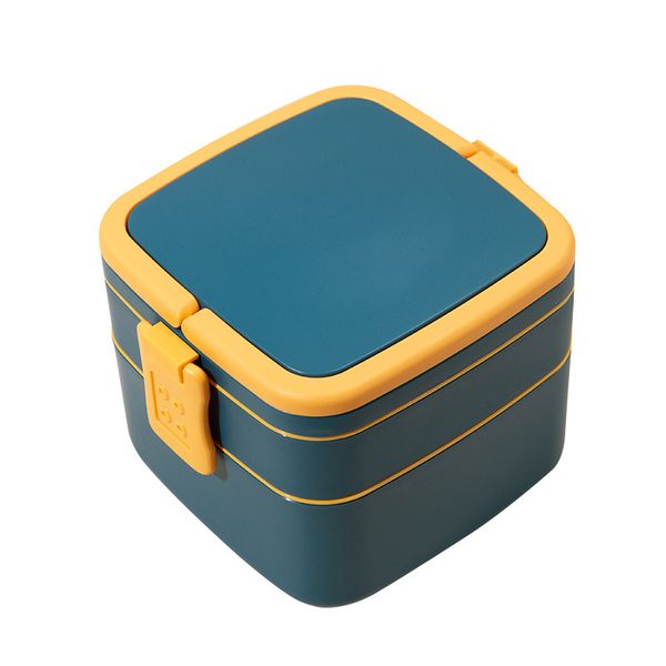

double layer bento box portable lunch boxes squre students microwavable case for office workers picnic food 122341