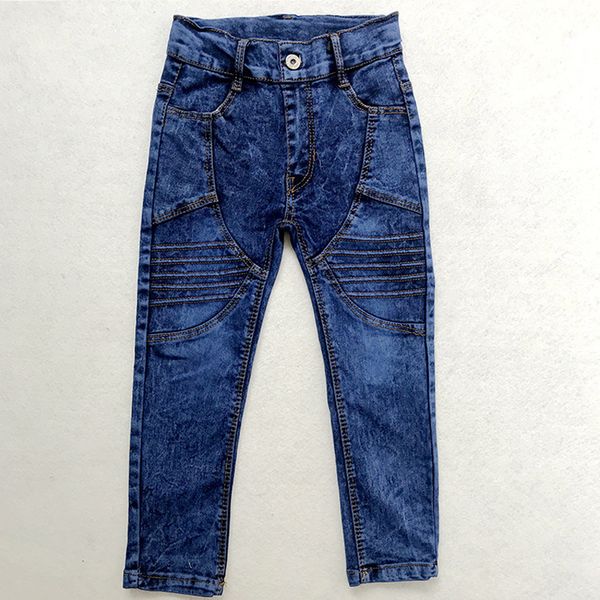 

jeans boys creased casual kids straight leg denim pants children spring autumn striped trousers 220923, Blue