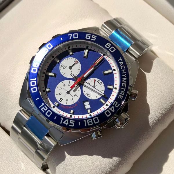 

16 style business watch swiss quartz movement 43 mm multi-function sapphire mirror ultra strong luminous pointer, Slivery;brown