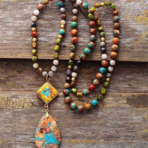 

pendant necklaces gorgeous natural stones antique charm geometrci women elegant rosary jewelry gifts wholesale 220924, Silver