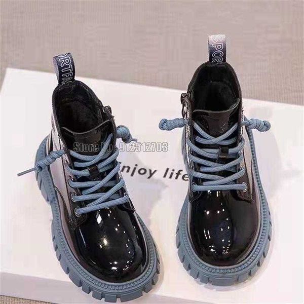 

boots new winter children pu leather waterproof martin boots kids snow brand girls boys rubber fashion sneaker shoes t220925, Black;grey