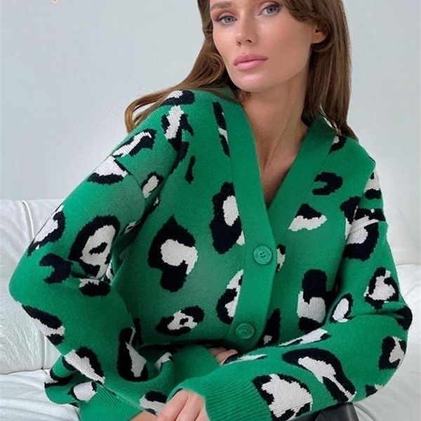 

womens knits tees athvoatr leopard women cardigan buttons vneck knitted seaters autumn winter thick jacket female jumper knitwear 220923, White