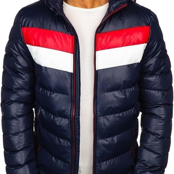 

mens down parkas zogaa mens fashion double color matching cotton jacket with hood 220923, Black