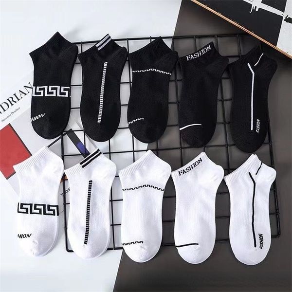 

men's socks 5 pairs cotton white funny stripe sports running women's large hosiery black a lot of 220923