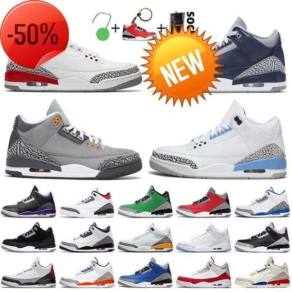 

2022 fashion jumpman 3 3s mens basketball shoes katrina georgetown midnight navy cool grey unc laser orange tinker hatfield trainers