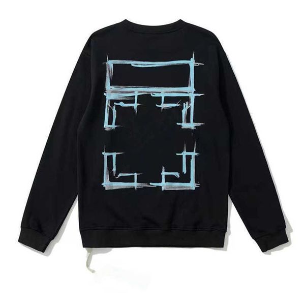 

classic luxury men's pullover sweatshirts offs hoodies brand women sweater men arrow cross letter print designer street trend sweatshi, Black