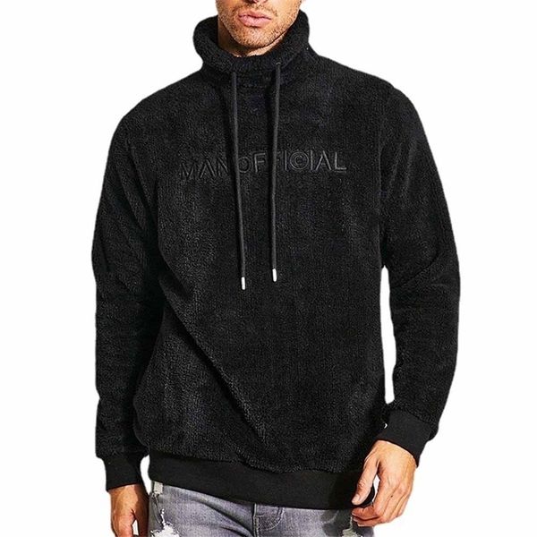 

mens sweaters winter thick plush long sleeve sweatshirt pullover drawstring hoodie mens with pocket puffy jacket 220923, White;black