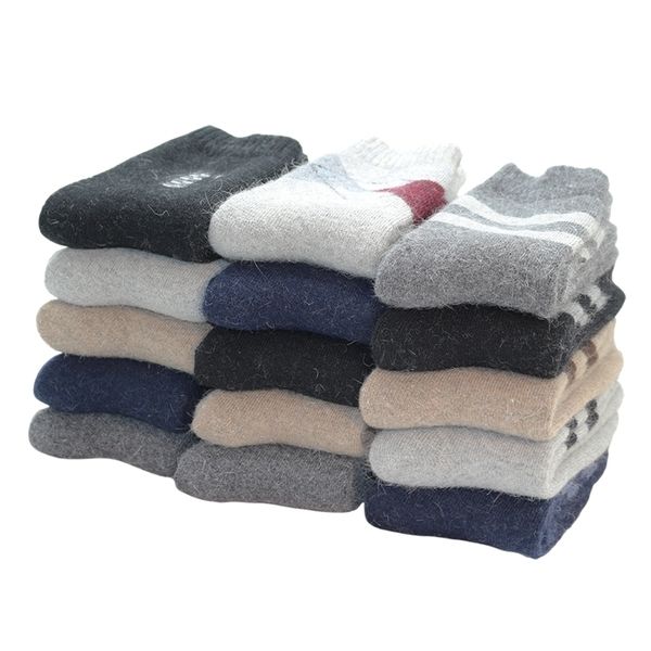 

men's socks men wool merino socks for winter thermal warm thick hiking boot heavy soft cozy socks for cold weather 5 pack 220923, Black